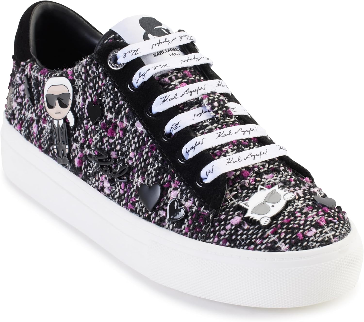 Karl Lagerfeld Womens Cate Sayings Everyday Lace Up Sneaker