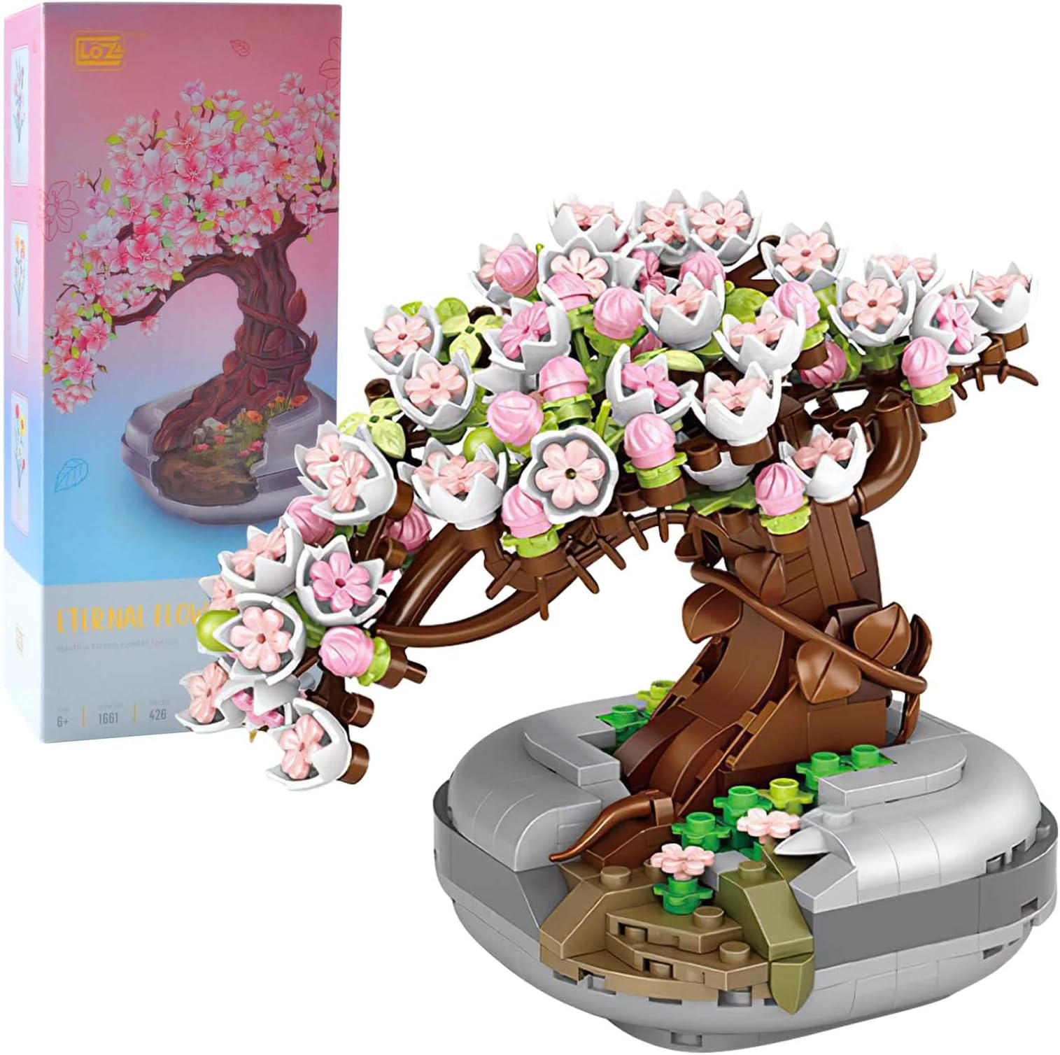 ProChosen Bonsai Tree Building Kit, Flower Bouquet Building Cherry Tree Plant Building Blocks Set, Botanical Collection for Adults, Home Décor DIY Accessaries Ideas Gifts for Teens (426Pcs)