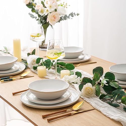 Miniatura 7 de AmorArc Juego de vajilla de cerámica, juego de platos y cuencos de esmalte reactivo hecho a mano, altamente resistente a las astillas y grietas,