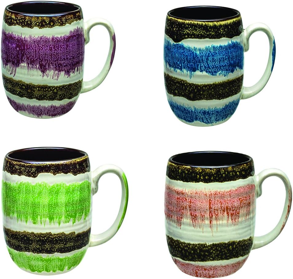 Coffee Mug Set of 4, Large 16 oz Unique Mugs, Microwave Safe Glazed Sturdy Kitchen Decor Modern Cups, Mom Coffee Mugs Gifts