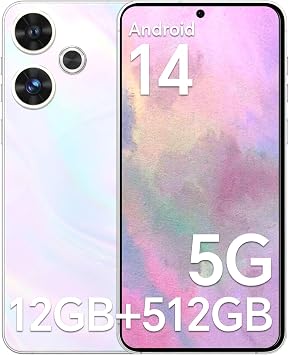 5G Unlocked Phones, H19 Android Smartphone, Android 14 Unlocked Cell Phone, 6.8" HD Screen, Snapdragon 888, 12GB+512GB, 48+108MP Camera, 5000mAh Battery, Dual SIM, GPS, WiFi