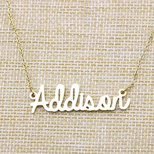 Miniatura 3 de Yiyang Collar con dije y nombre personalizable, de acero inoxidable, chapado en oro de 18 quilates, joyería para niñas, regalo de cumpleaños