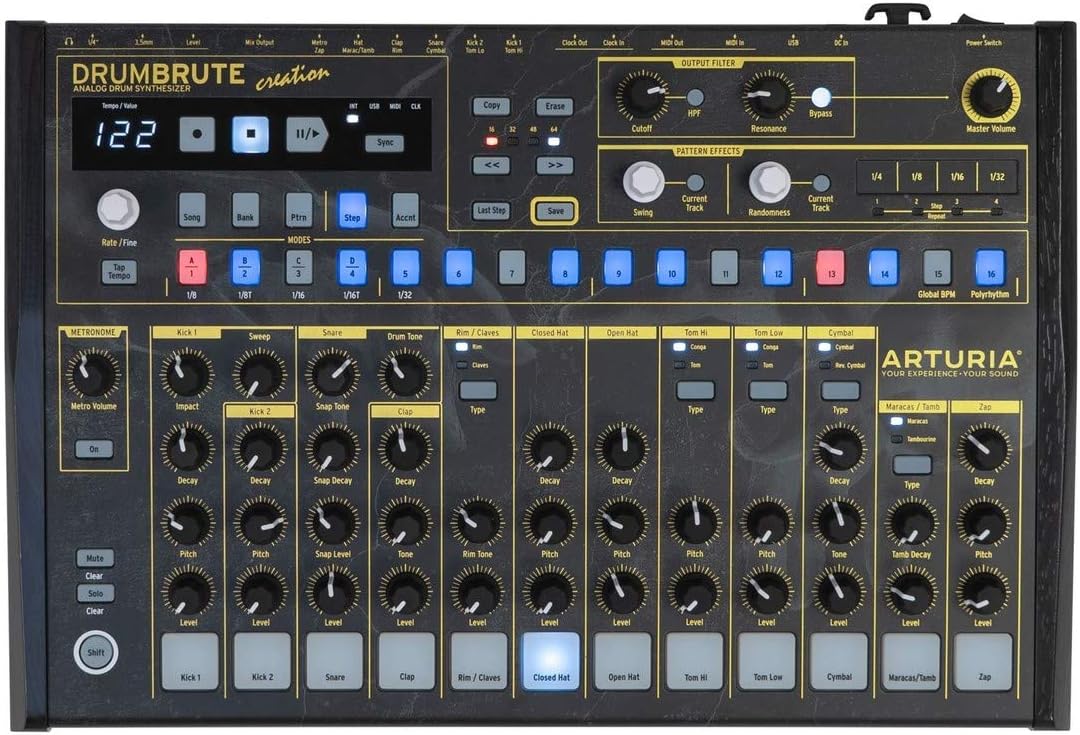 ARTURIA DrumBrute Creation, Special Graphics Edition and Black Side Panels (56102)