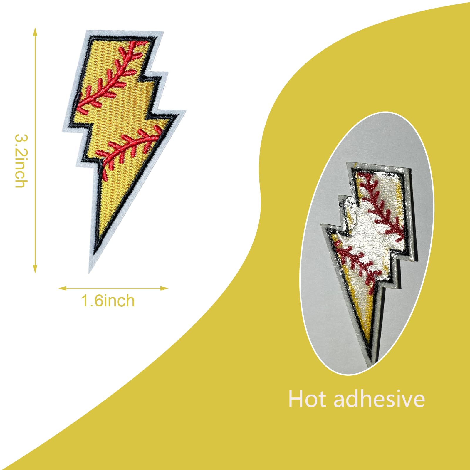 12 parches de softball para planchar, parches bordados deportivos amarillos para planchar, para sombreros, ropa, jeans, chaquetas, mochilas