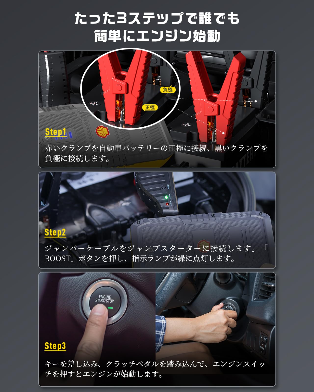 Amazon | Shell シェル ジャンプスターター 20000mAh大容量 ピーク電流