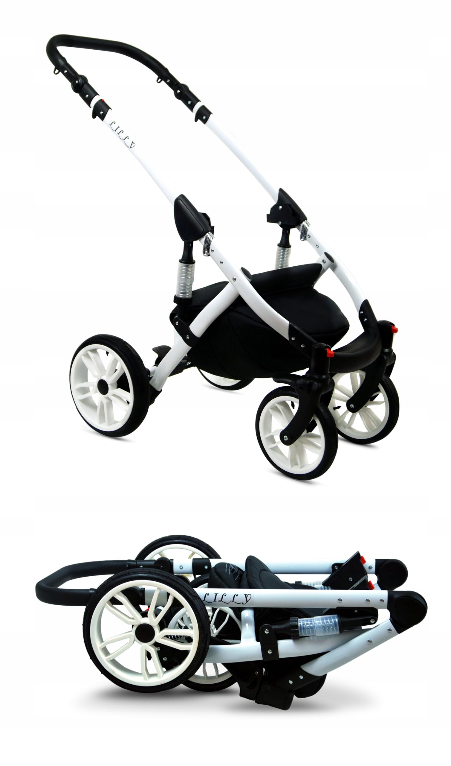 BabyLux® Carrito de Bebé Sistema de Viaje Set 3 en 1 - Lilly - incl. Capazo, Silla de Paseo, Silla Coche - Cochecito - con Bolso cambiador, Cubierta para la lluvia, Mosquitera etc.