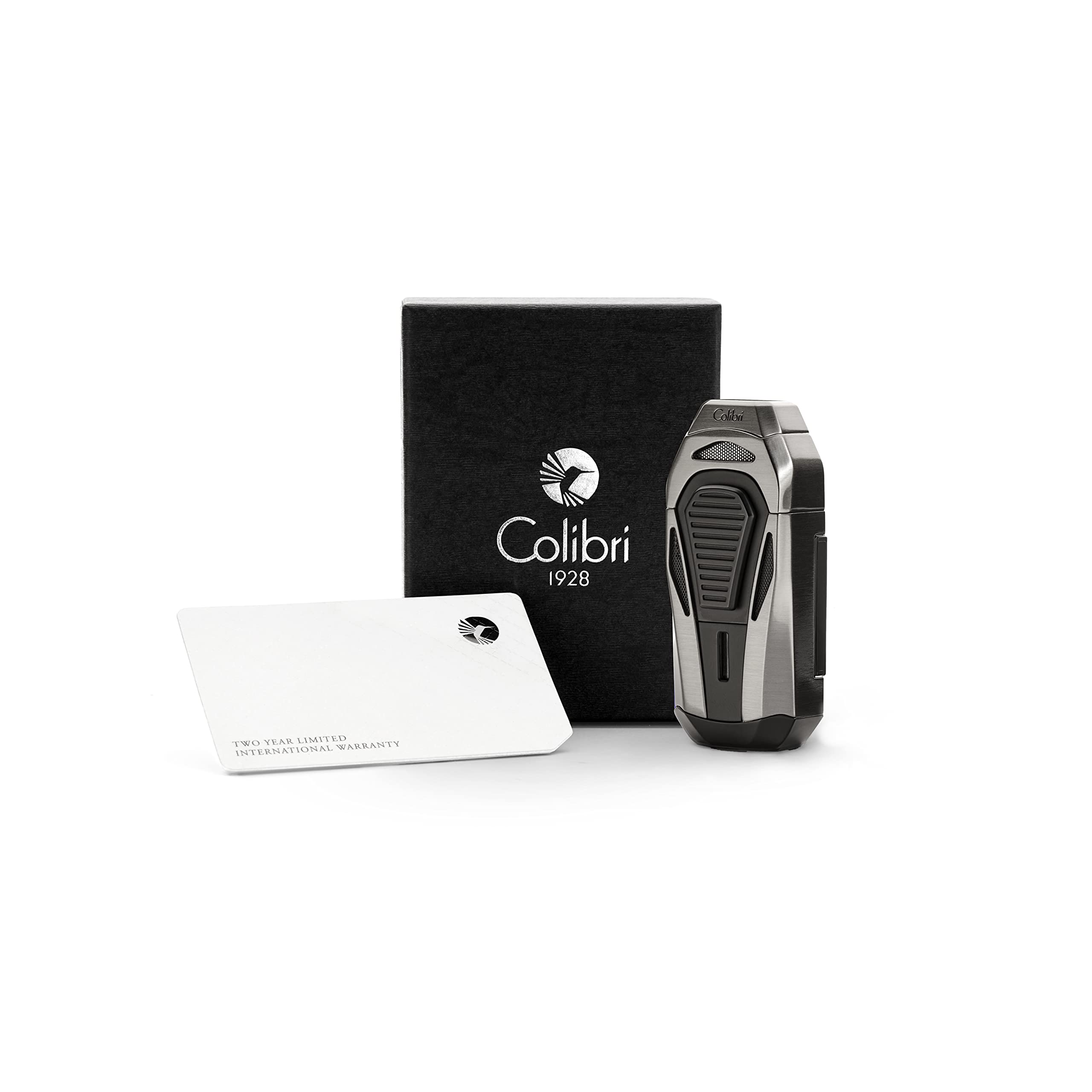 Colibri Boss Sturmfeuerzeug mit Dreistrahl jetflamme | Integrierter Zigarrenabschneider | Feuerzeug Für Zigarren | Elegante Geschenkbox | Zwei Jahre Garantie | butan Nicht Im Lieferumfang Enthalten