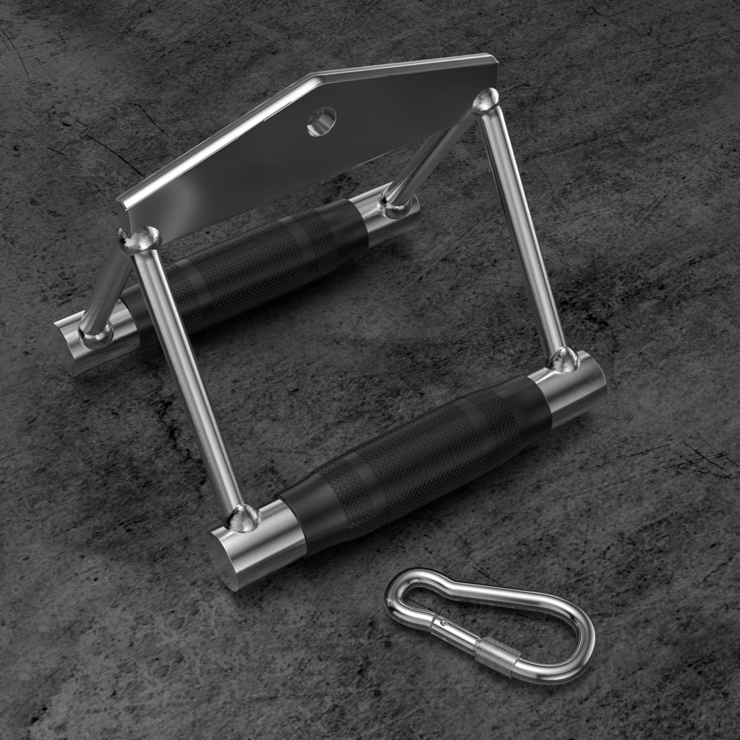 ACBEE Heavy Steel Double D Row Rubber Handles, Solid Rowing Handle Grips with Heavy Duty Carabiners Compatible for Home Gym Cable Fitness Excise Machines
