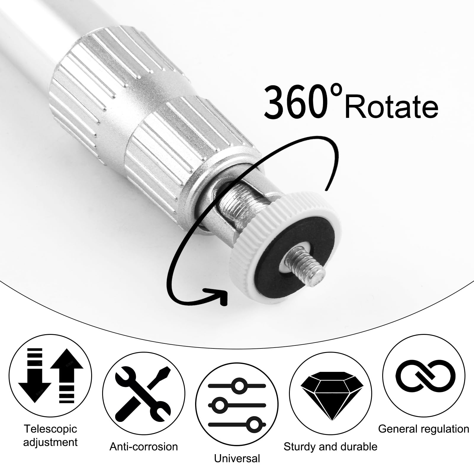 Supporto da soffitto universale in alluminio per mini proiettore, inclinazione e rotazione a 360°, installazione facile e robusta fino a 5 kg, ideale per ufficio, parete e soffitto