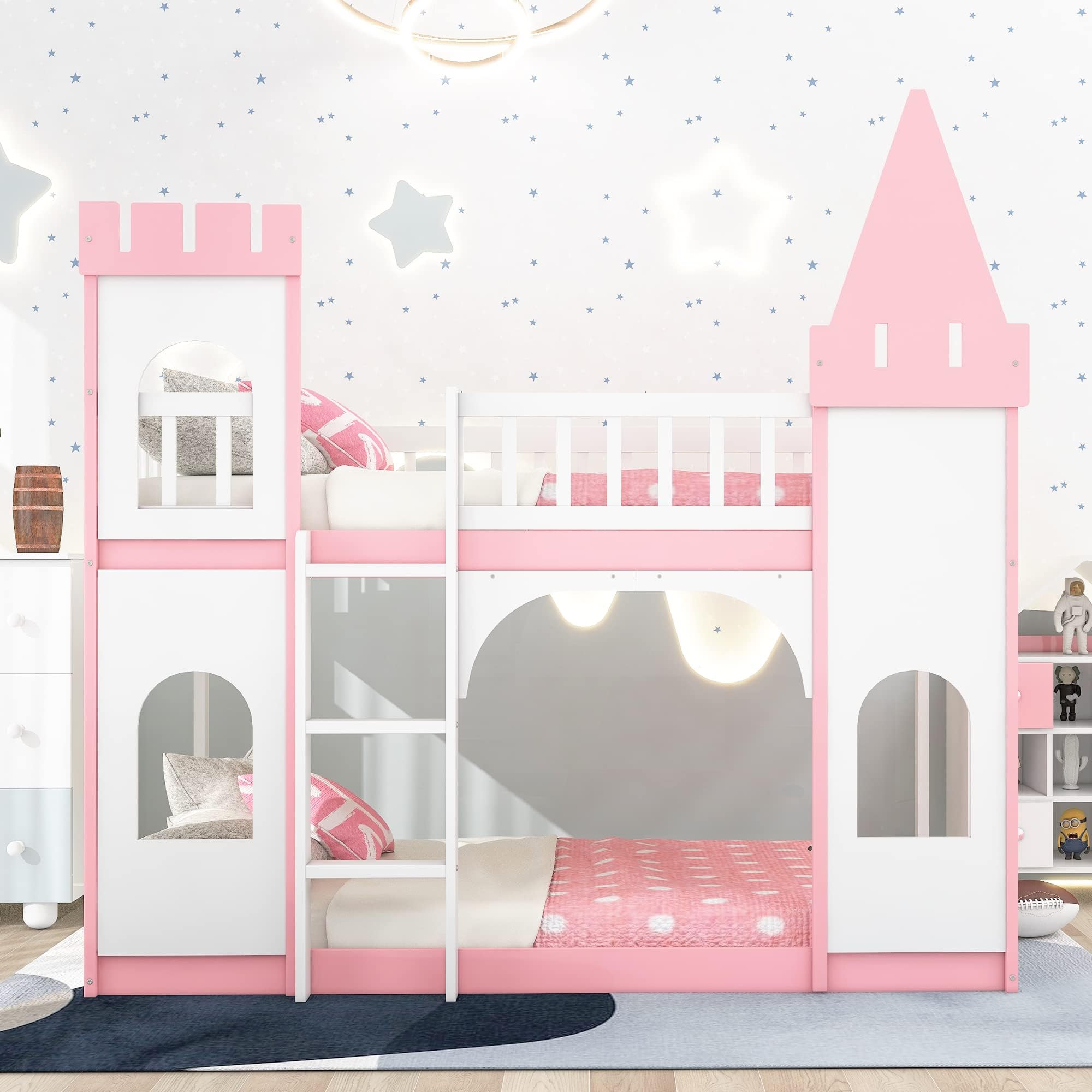 CITYLIGHT Castle Bunk Bed Full over Full,Wooden Bunk Beds