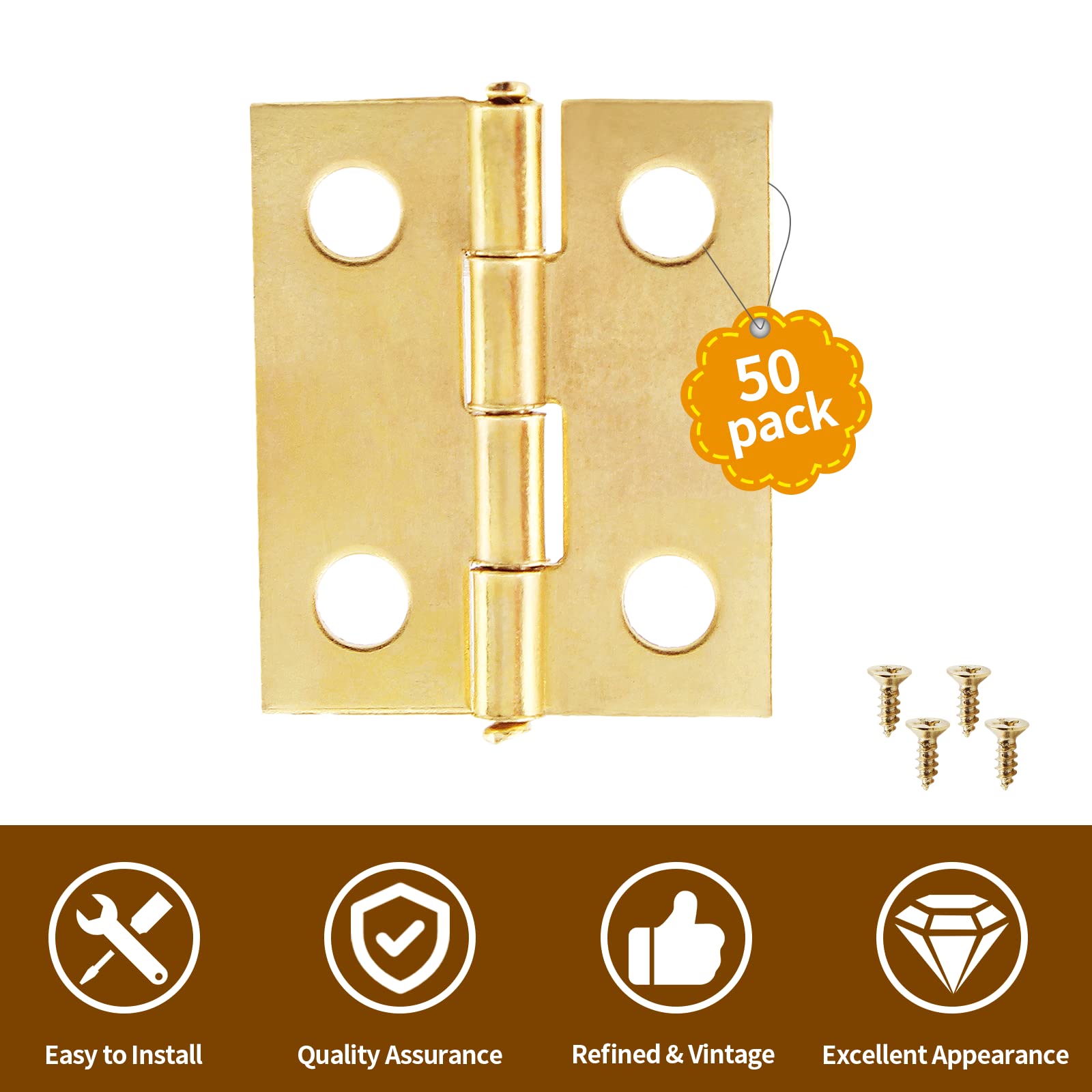 Snapklik.com : LifCratms 50 Pcs Small Hinges, 18 X 15 Mm Retro Brass ...