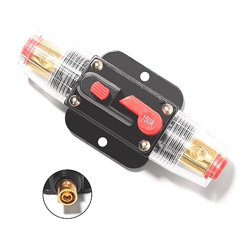 Miniatura 7 de Disyuntor de audio de automóvil en línea de 100 A, 2 unidades, 12-24 V CC con reinicio manual, para audio de automóvil, interruptor estéreo de