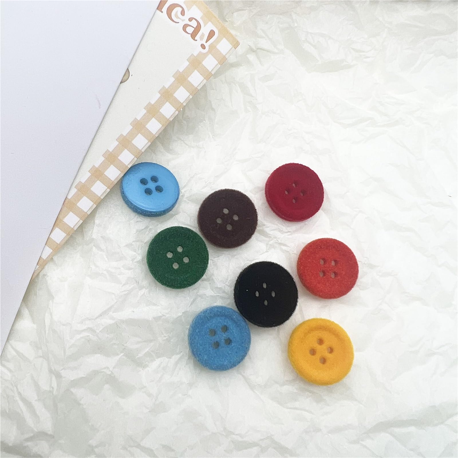 bottoni, Confezione Da 12 Bottoni Rotondi Con 4 Occhielli Floccati In Resina Multicolor 17-18 Mm(18mmBlack)