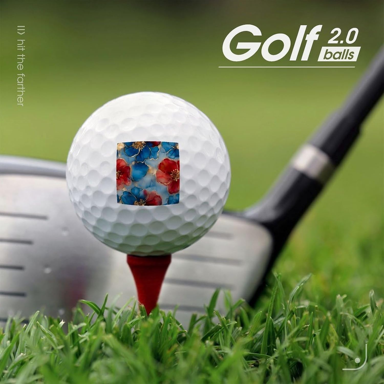 Alcohol Ink Flowers Marble Standard Golf Balls Performance Golf Distance Ball Gift for Golfers