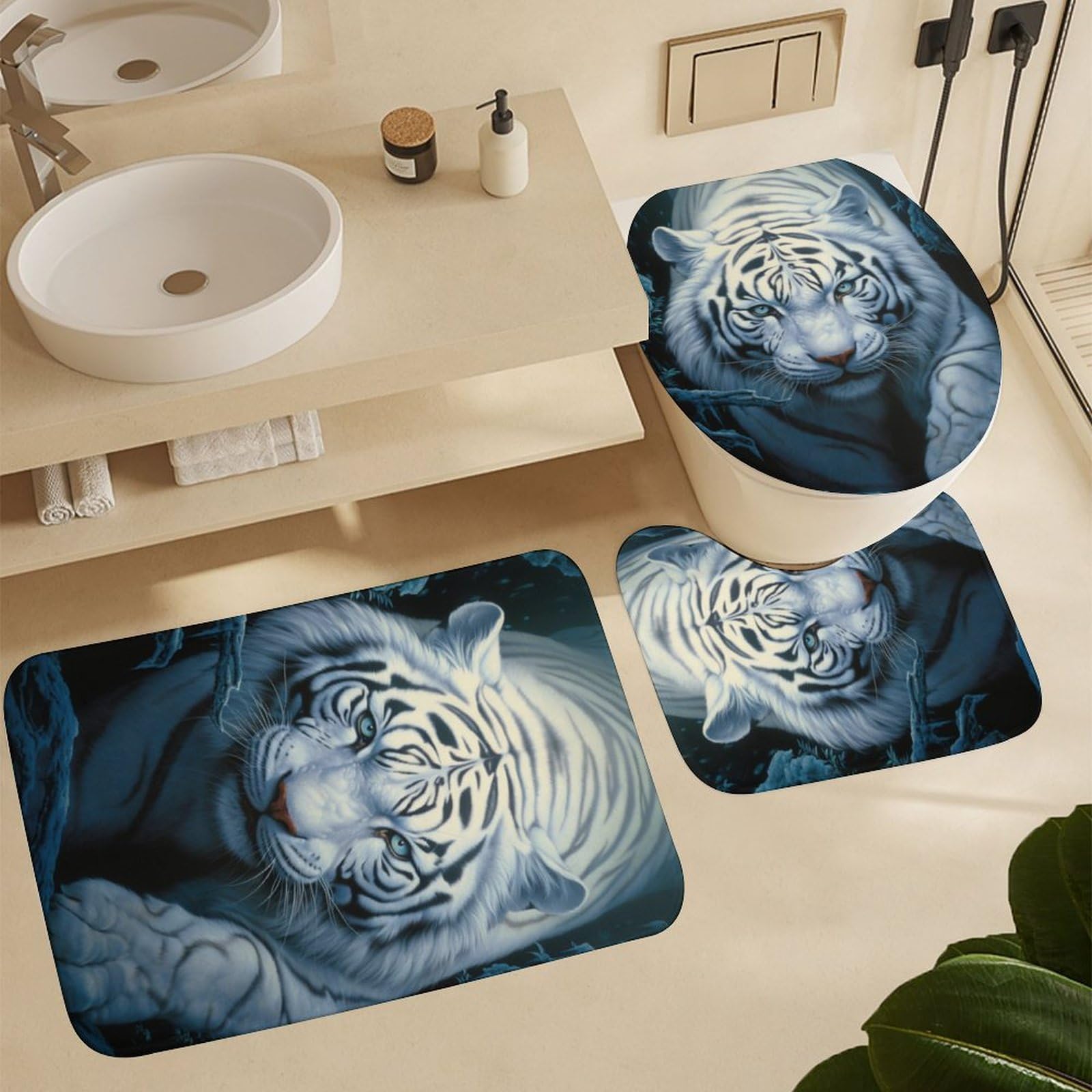 Ybest Set Bagno 4 Pezzi Girasole: Tenda Doccia, Tappeto, Copriwater E Tappetino Antiscivolo Con Ganci