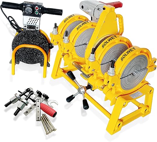 Solwet HDPE Pipe welding jointing machine 40 to 200 mm with trimmer, heater, and all accessories in wooden box packaging