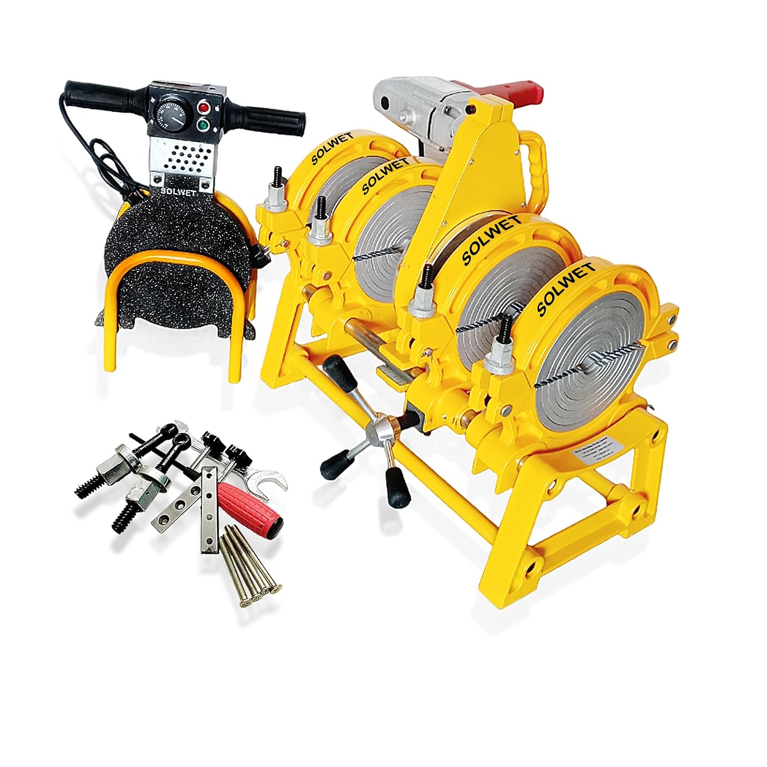 Solwet HDPE Pipe welding jointing machine 40 to 200 mm with trimmer, heater, and all accessories in wooden box packaging - Review, Price and Buying Guide