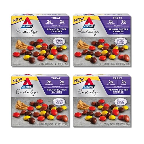 Atkins Endulge Treat, caramelos de mantequilla de maní, 0.07 oz de carbohidratos netos, 0.07 oz de azúcar, relleno cremoso de mantequilla de maní,