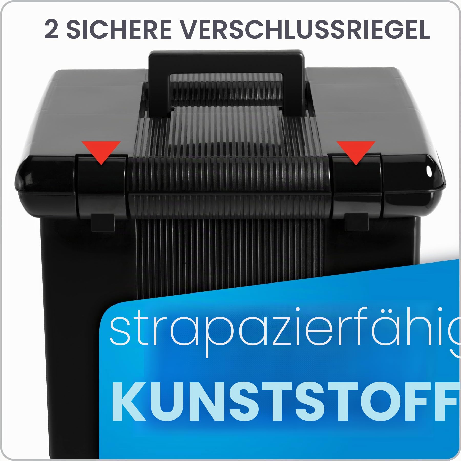 Pendaflex Tragbare Aktenbox mit Aktenschienen, einfache Aufbewahrung, Aktenbehälter für Zuhause & Büro, Klappdeckel mit Doppelriegelverschluss, inkl. 3 schwarze Hängemappen in Briefgröße (41742AMZ)