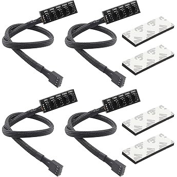 GTIWUNG 4 Pieces 4 Pin PWM Fan Hub Fan Splitter Cable 4-Pin Connection Hub PC 5-Way PWM Fan Splitter Hub Adapter Cable 5-Port for Computer PC Fan Cable