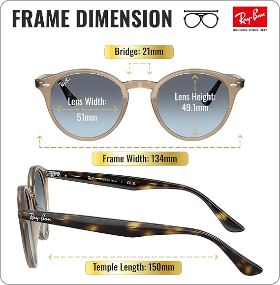 Ray-Ban RB2180 Round Shape Sunglasses with Official Eyewear Kit