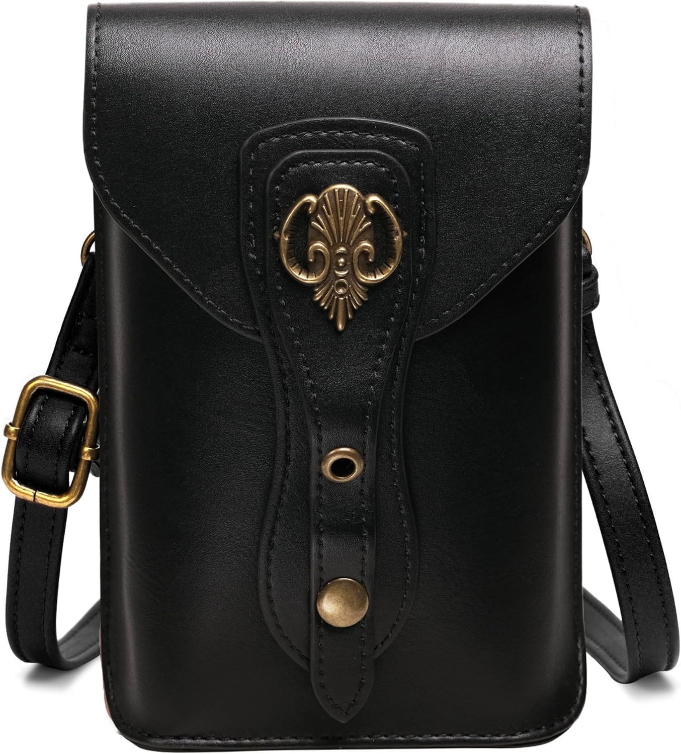 Medieval Leather Belt Pouch – Versatile Renaissance Bag for Ren Faire, Crossbody Cell Phone Holder, and Fairy Accessories - Black