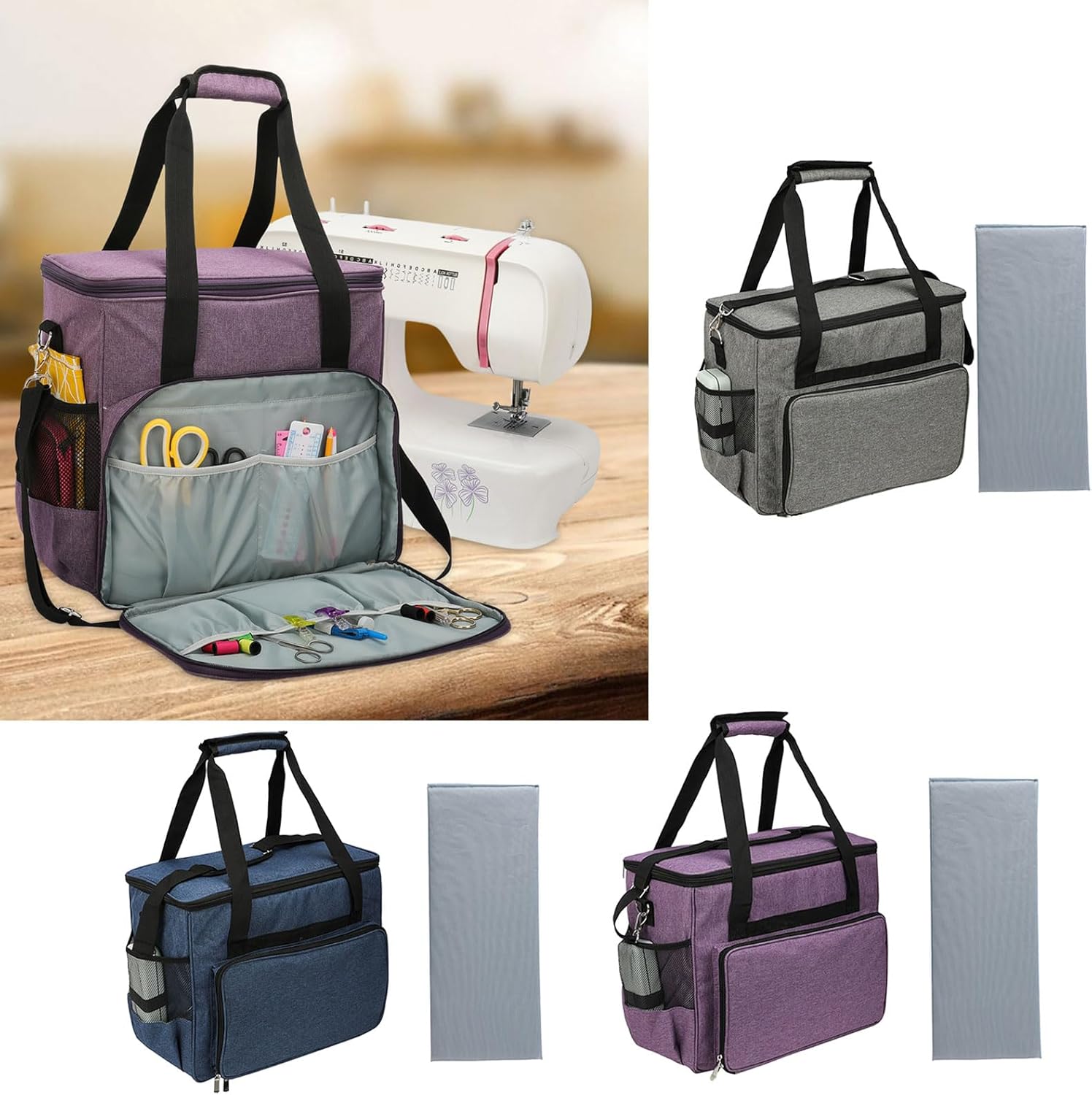 Sewing Machine Storage Bag with Removable Shoulder Strap Multiple Pocket Sewing Machine Carrying Case Quilting Supply