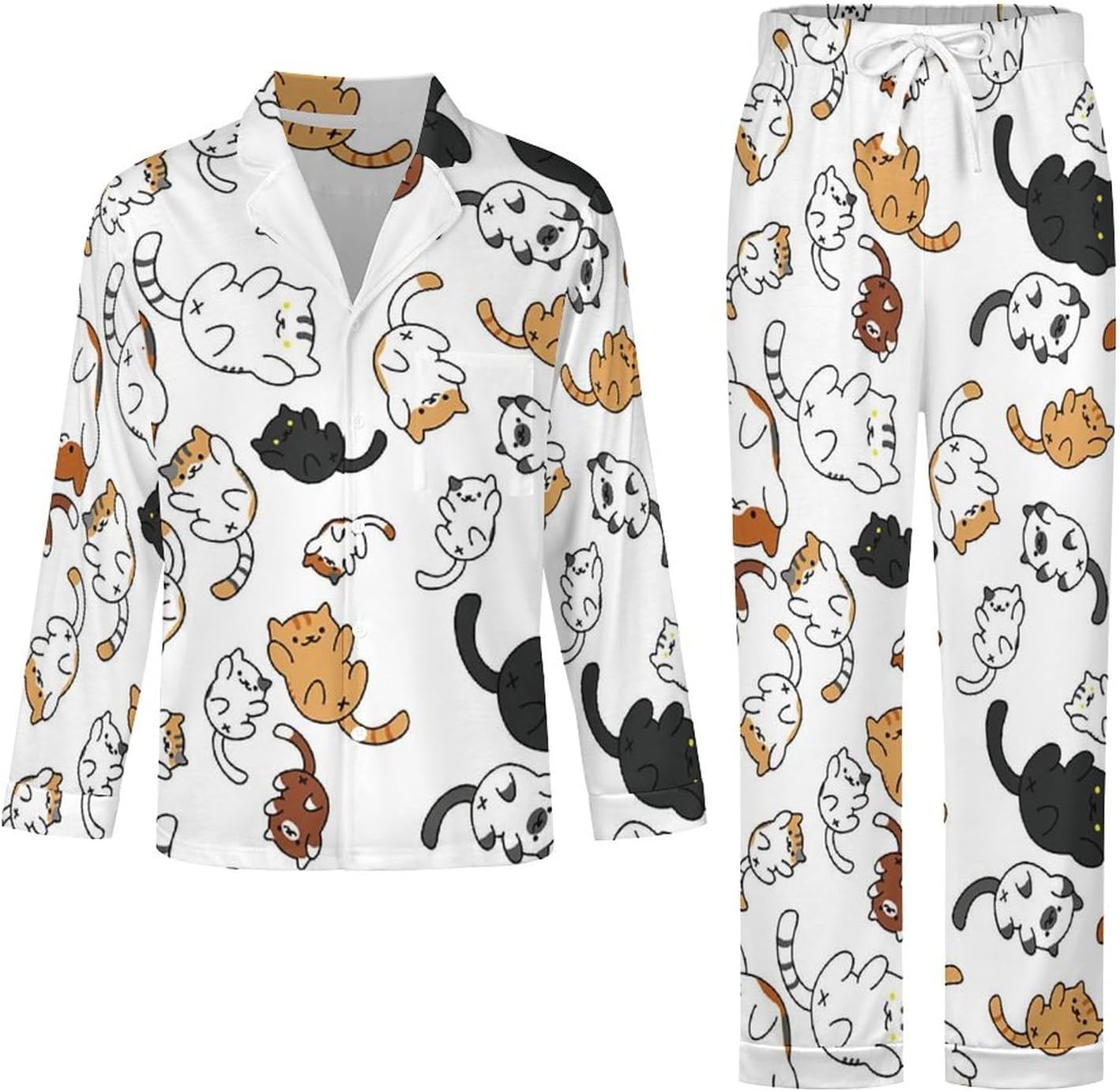 アツキオオニシ パジャマ ルームウェア 上下 セット 猫柄 アツキ