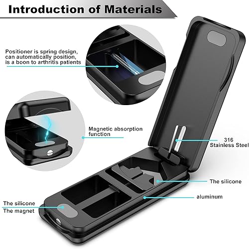Miniatura 2 de Cortador de píldoras con dispositivo de centrado automático, divisor de píldoras de aluminio con hoja de acero inoxidable 316L, funda de cuero