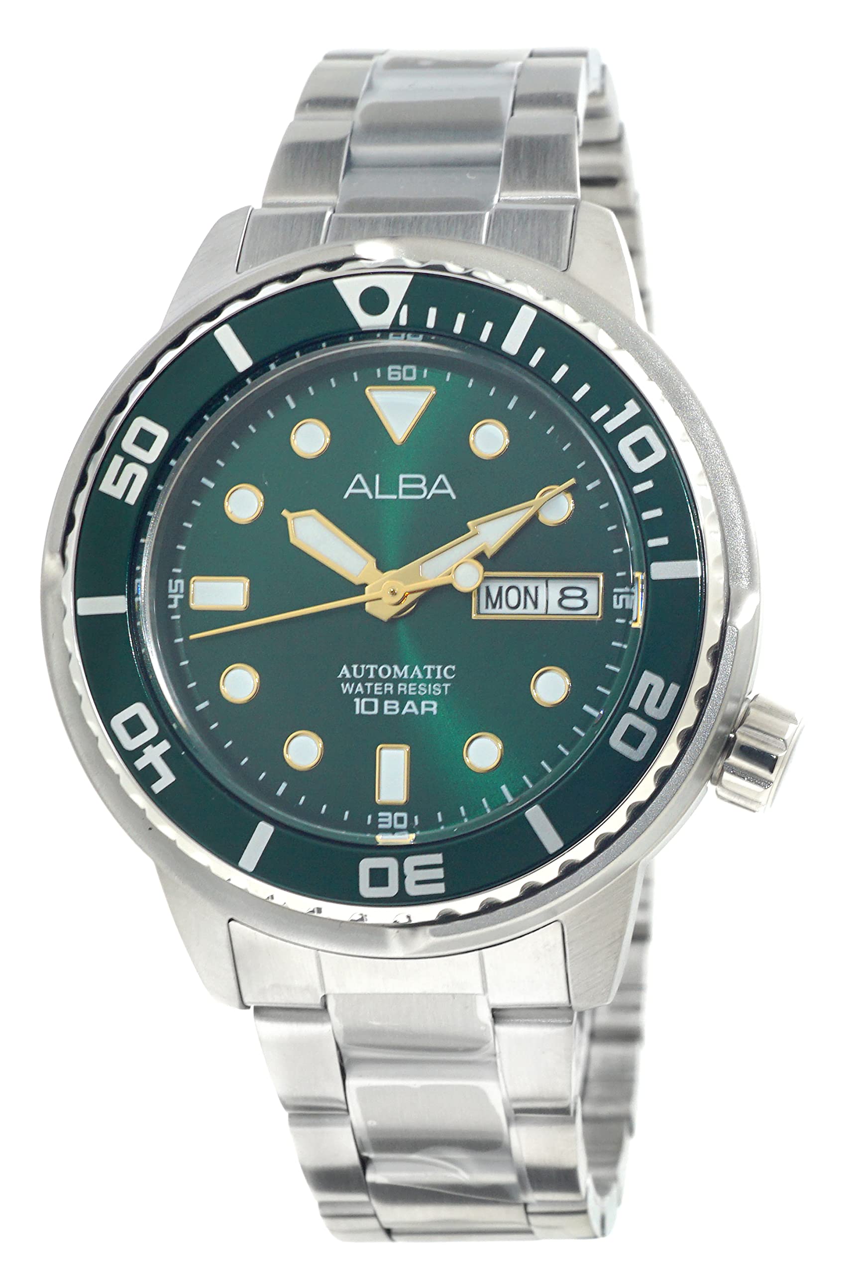 Alba Stainless Steel Mens Analog Wristwatch Al4243X1, Band Color:Silver, Dial_Green (B09THVRBR5) Amazon Price History, Amazon Price Tracker