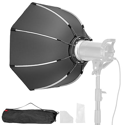 FOMITO Octagon Softbox 25.6 inch/65cm Quick Set-up Soft Box K2-65 Modifier with Bowens Speedring Mount and Honeycomb Grid