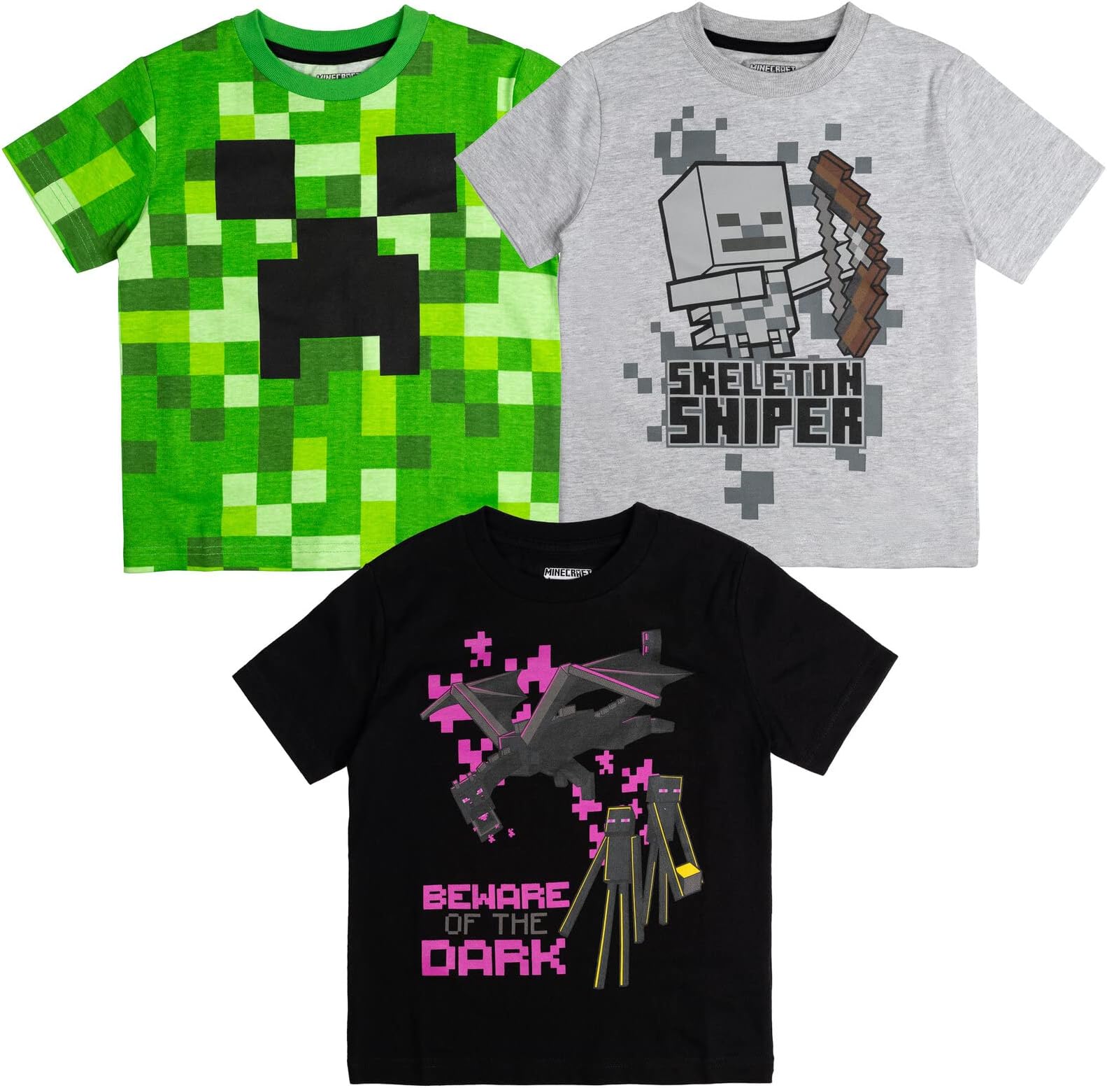 Mobs Skeleton Enderman 3 Pack T-Shirts Little Kid to Big Kid