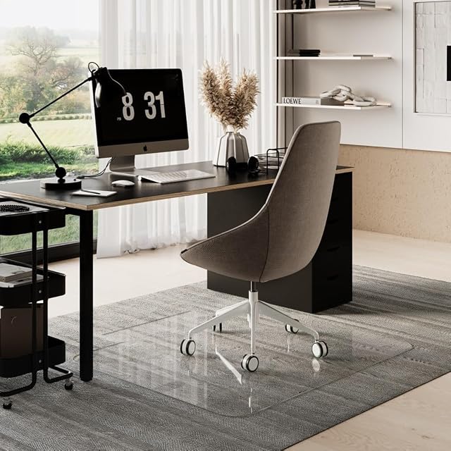 Office Desk Glass Chair Mat - Clear Tempered Glass - Easy Glide - Protects Carpet and Hardwood Floors