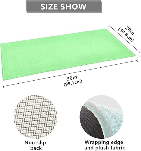 Miniatura 3 de Tapete de felpa verde pálido para baño, absorbente y antideslizante, tapete de baño con parte trasera de goma, lavable, 39 x 20 pulgadas