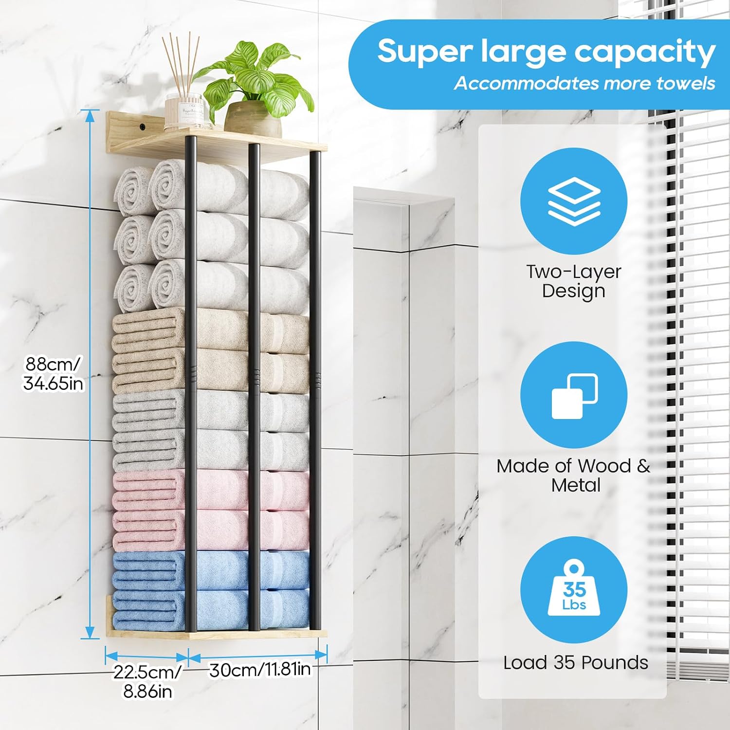 Towel Racks for Bathroom Wall Mounted, 3 Bar Wall Towel Rack