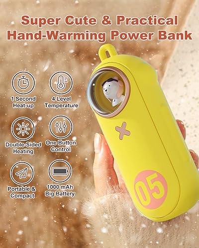 Miniatura 2 de Calentador de manos portátil eléctrico de calentamiento rápido, cargador de batería recargable de 10000 mAh, 4 niveles de calor, calefacción de