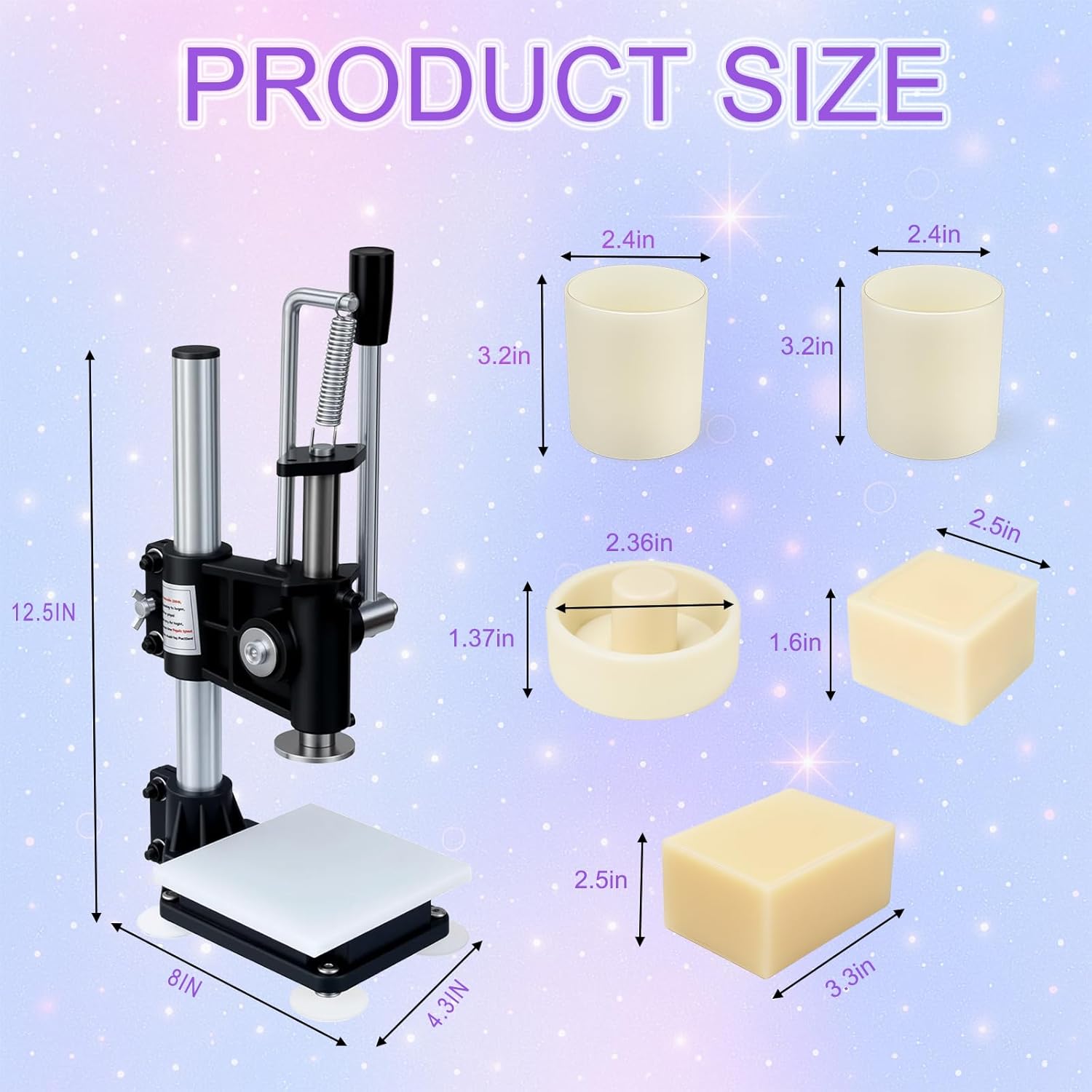 Bath Bomb Press Machine, 5 Mold DIY Bath Bomb Maker Kit, Heavy Duty Adjustable Height Soap Press with Metal Base for Professional & Home Use