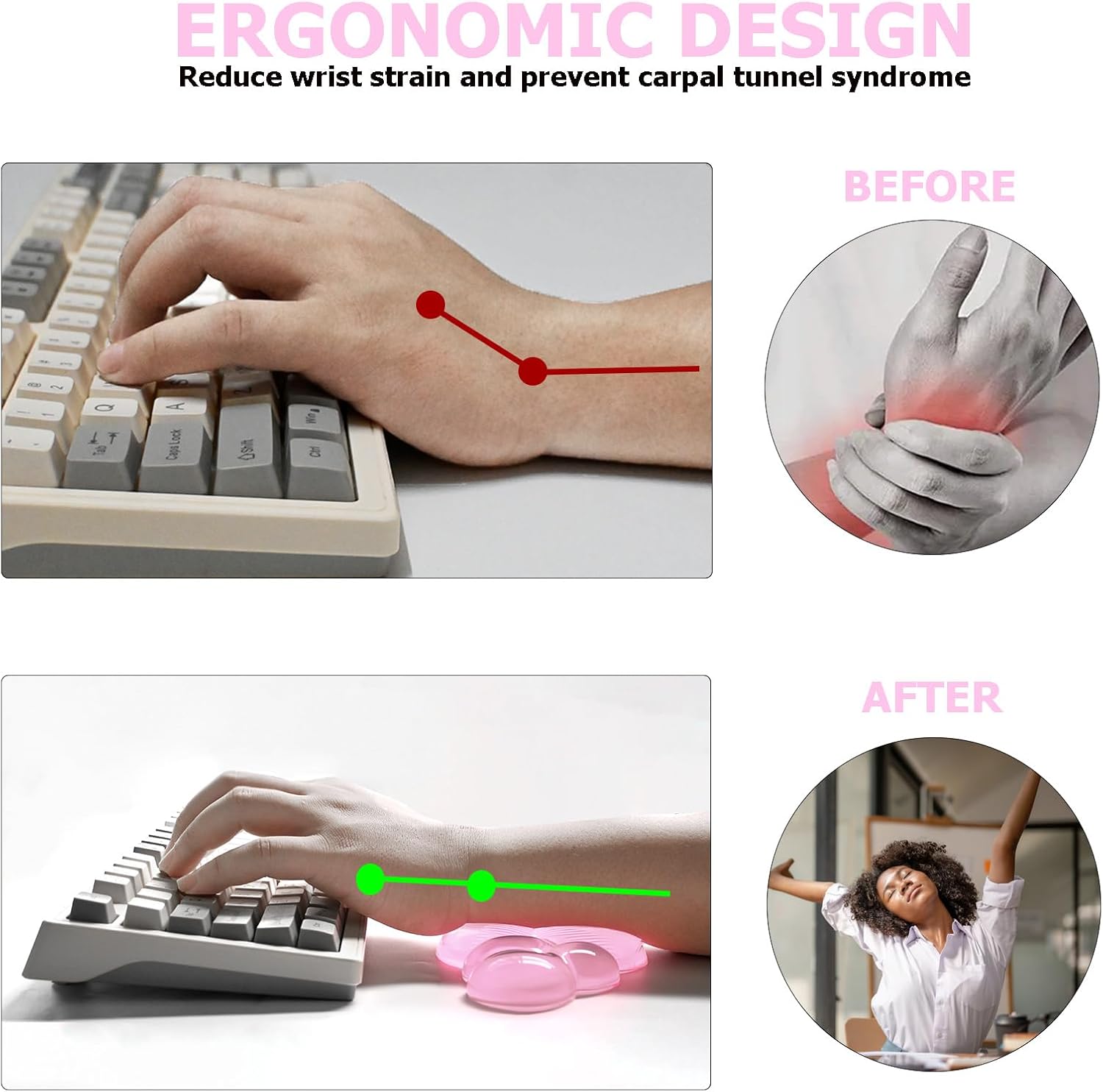 Gel Cloud Wrist Rest Keyboard, Cute Wrist Rest for Computer Keyboard, Ergonomic Keyboard Wrist Rest and Soft Mouse Wrist Rest for Typing Pain Relief, Suitable for Office, Home, Computer, Gaming, Pink