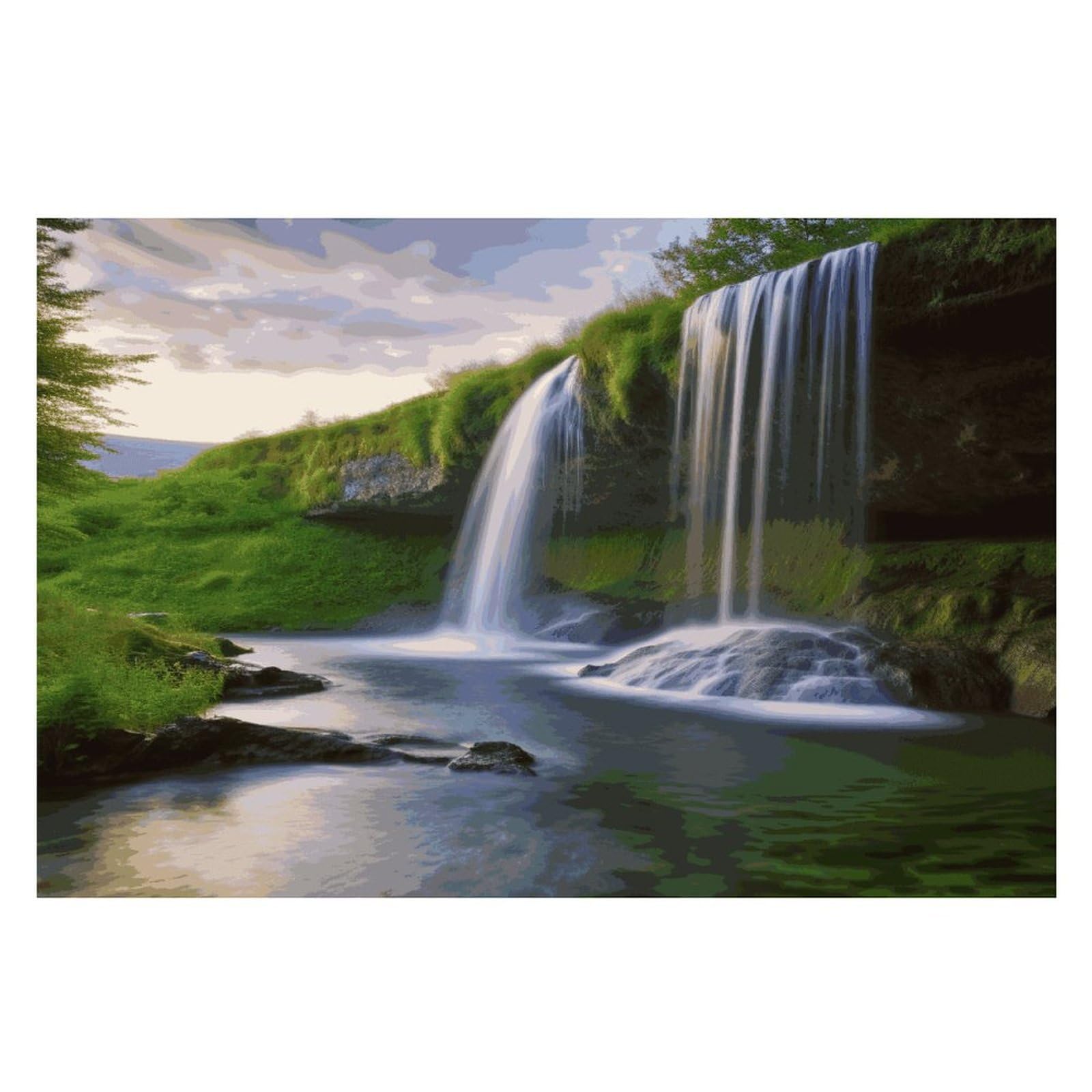 Waterfall Landscape Placemats Heat-Resistant Washable Place Mats Anti Slip Dining Table Place Mats Wipeable Dining Table Mats Kitchen Decoration Placemats 17.7’’×11.8’’
