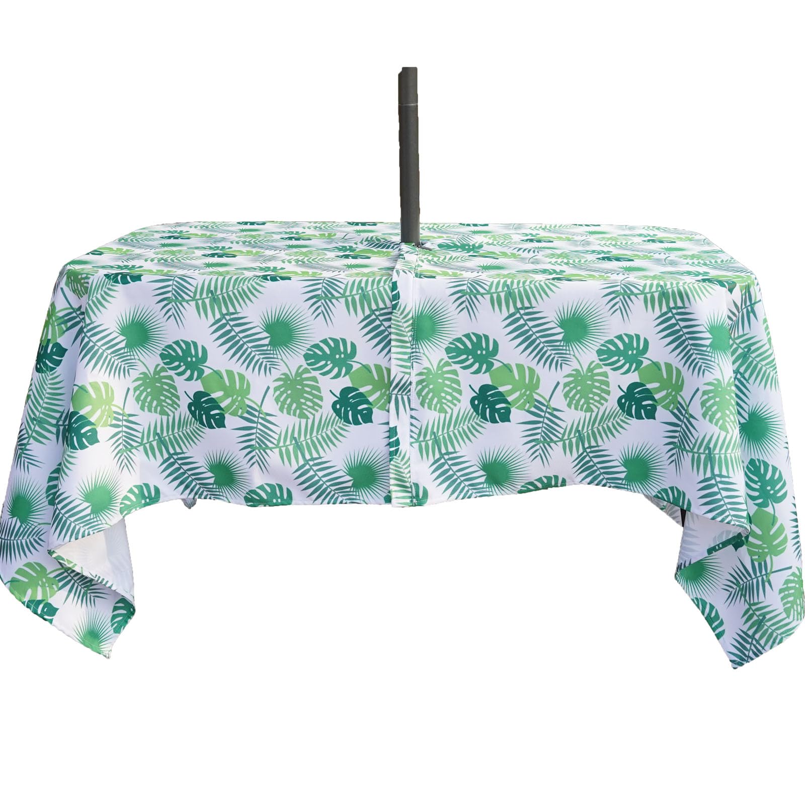Eternal Beauty 132x178cm Recatngle Little Leaf Indoor Outdoor Splashproof Tablecloth with Umbrella Hole and Zipper for Patio Garden Party and BBQ(52"x70")