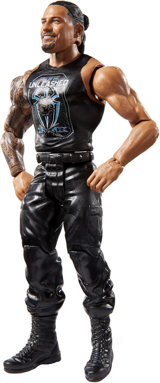 WWE Mattel Roman Reigns Basic Series #105 Action Figure in 6-inch Scale with Articulation & Ring Gear, Multi (GKT07)