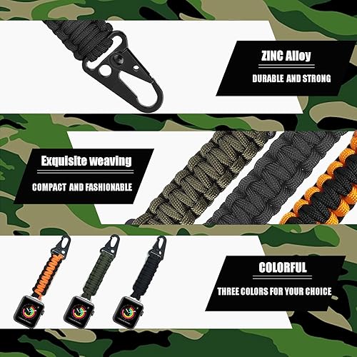 Miniatura 3 de Llavero con clip de cuerda de paracaídas compatible con Apple Watch Ultra 2, Ultra, SE, iWatch Series 9, 8, 7, 6, 5, 4, 3, 2, 1, correa trenzada