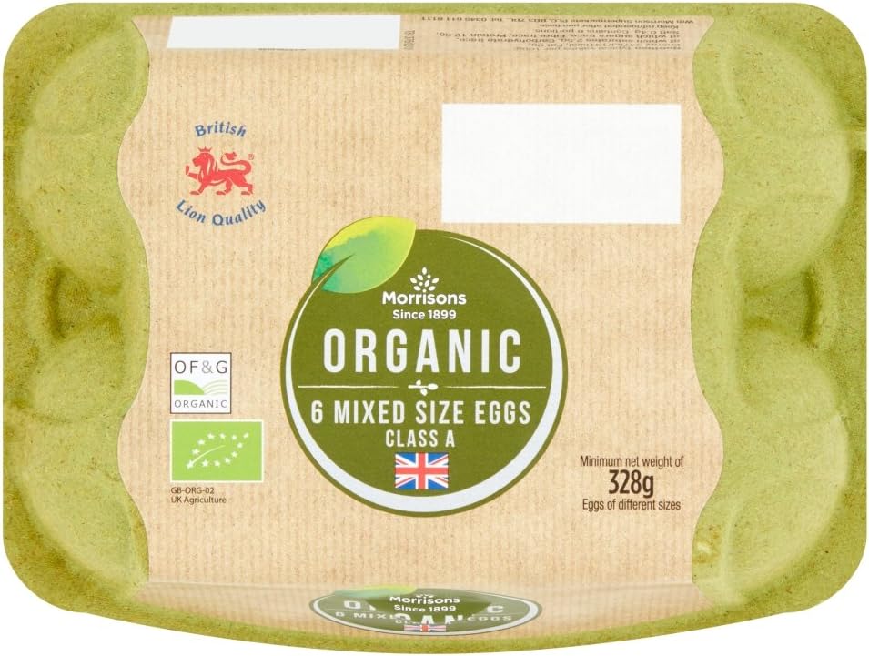 Morrisons Organic 6 Free Range Mixed Size Eggs