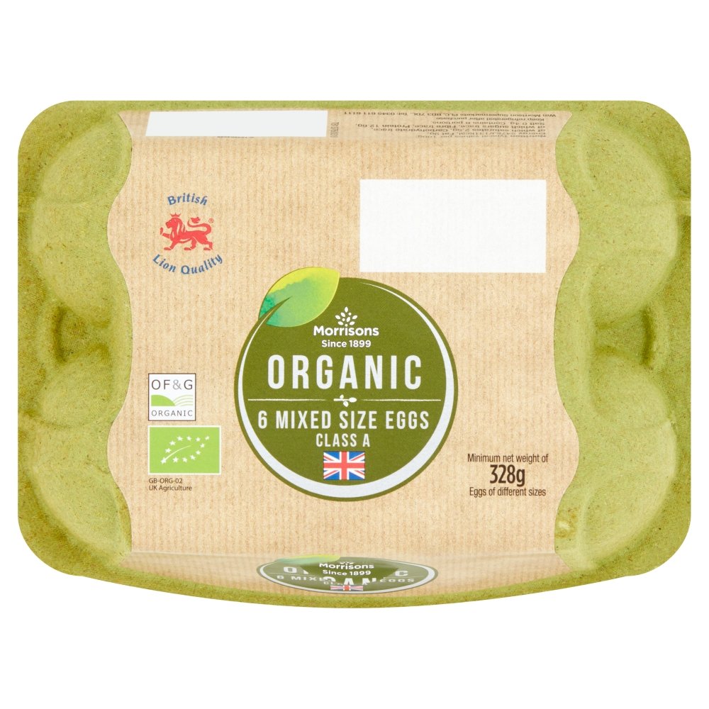 Morrisons Organic 6 Free Range Mixed Size Eggs
