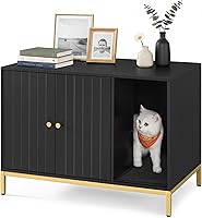 Vista 9 de Feandrea UPCL027W01 - Armario para caja de arena para gatos, mueble moderno para caja de arena oculta, con alfombrilla para rascar, patas altas