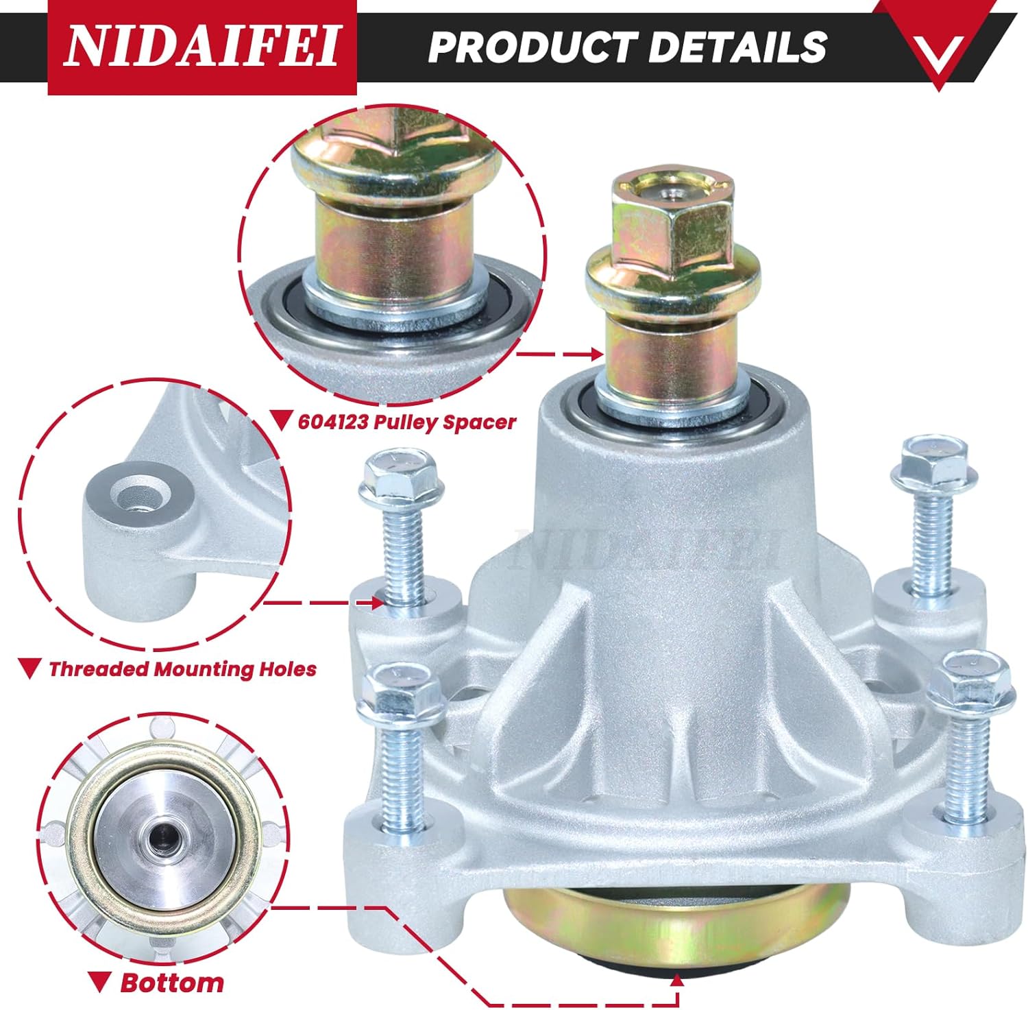 2 Pack 604214 Spindle Assembly with 603987 Spindle Pulley Replaces Spindle 604214 for Hustler Raptor 42 inch Spindles, Hustler 42 Spindle, 42 inch Hustler Raptor Deck Spindle