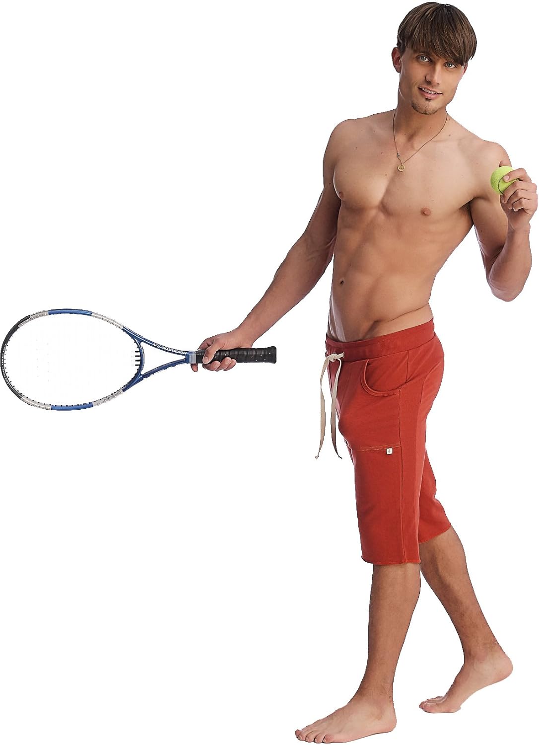 4-rth Men's Eco-Track & Yoga Gym Short Modal French Terry Made in America Caliifornia Stretch Fit European Tennis Pockets