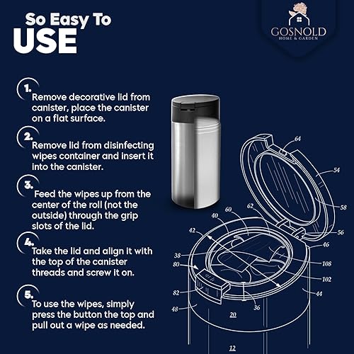 Miniatura 5 de Gosnold Home and Garden Recipiente decorativo de almacenamiento de toallitas dispensador de toallitas recargable para cocina, baño, aula, oficina.