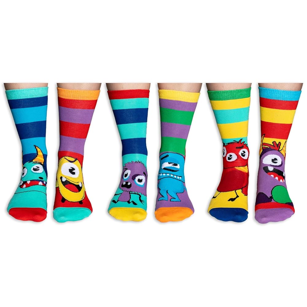 Oddsocks Calze Colorate Per Ragazze - Set Da 6 Calze Singole Con Strisce, Taglia Unica EUR 30.5-38.5 - Foto 3