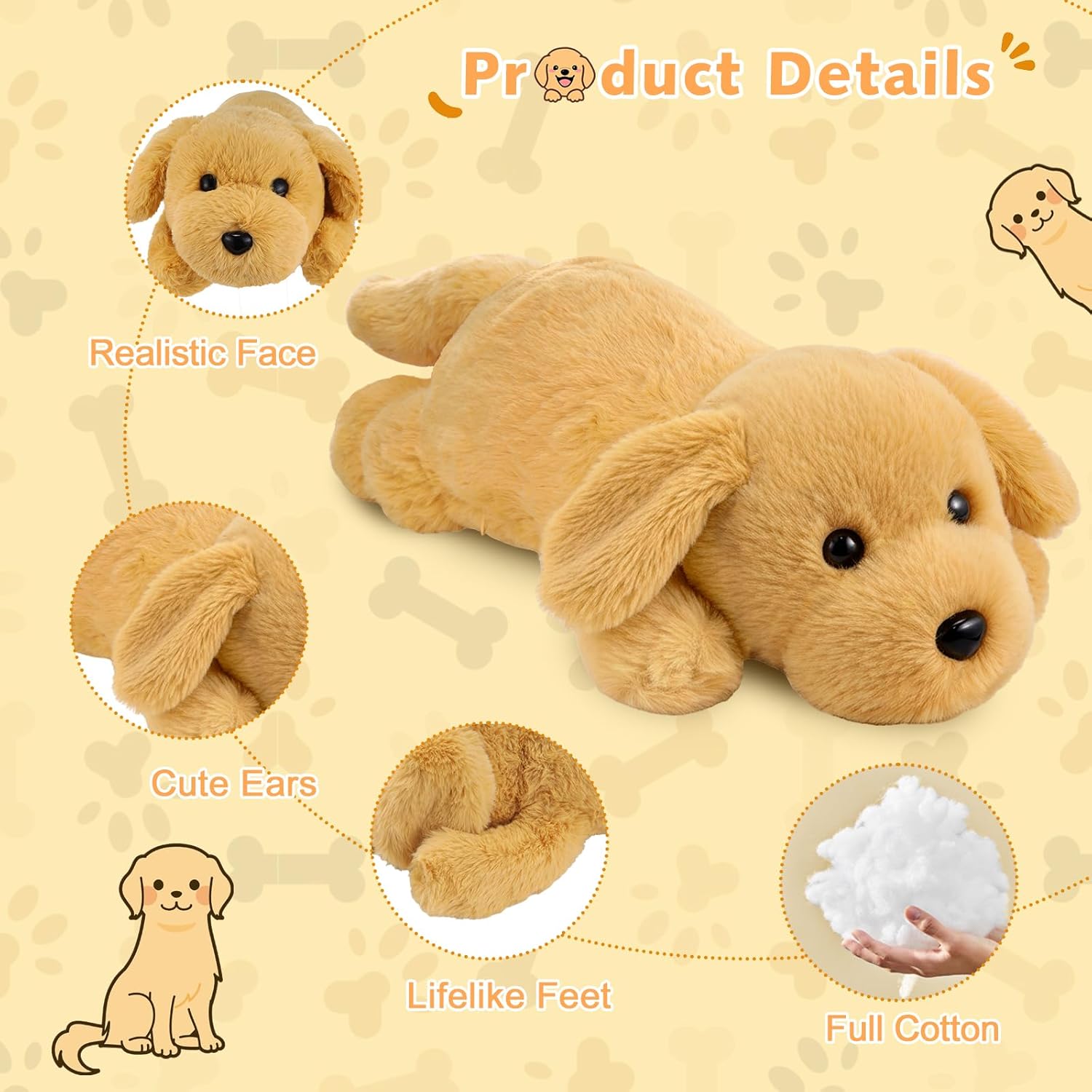 Golden Retriever Plush Heating Pad for Period Cramps Menstrual Pain Relief, Portable Electric USB Powered Heat Pads, Cute Weighted Heated Dog Stuffed Animal Gift for Women Teen Girl Birthday Christmas